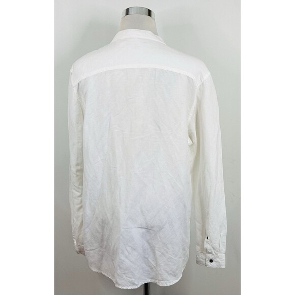 INC International Concepts XL Linen Blend Band Collar Popover Shirt White Casual - Picture 5 of 5